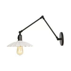 E27 Lampholder Swing Arm Wall Lamp with Whit Lampshade