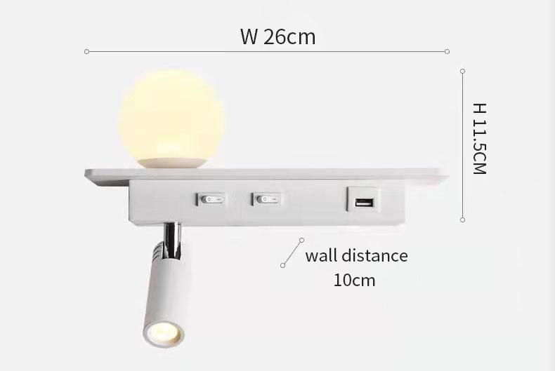 Reading Wall Lamp LED Charge Lamp Modern and Simplicity for Guestroom, Bedroom Wall Lighting