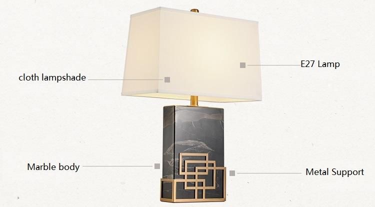 Diffirent Color Marble Table Lamp with Cloth Lampshade for Lounge Room or Sitting Room Zf-Cl-012