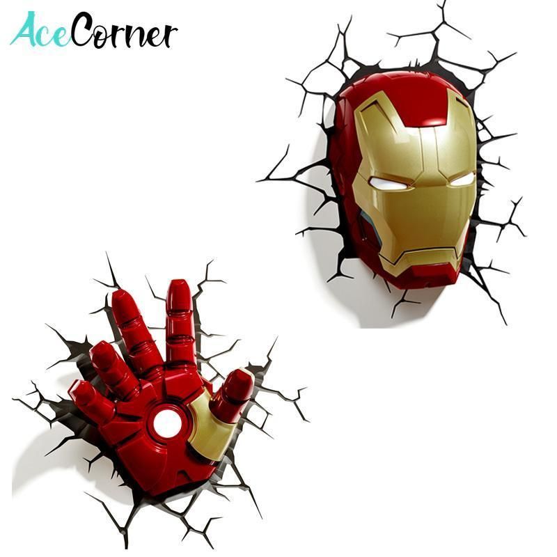 Kids Children Marvel Avengers Hulk Face LED 3D Creative Iron Man Wall Lamp (WH-OR-42)