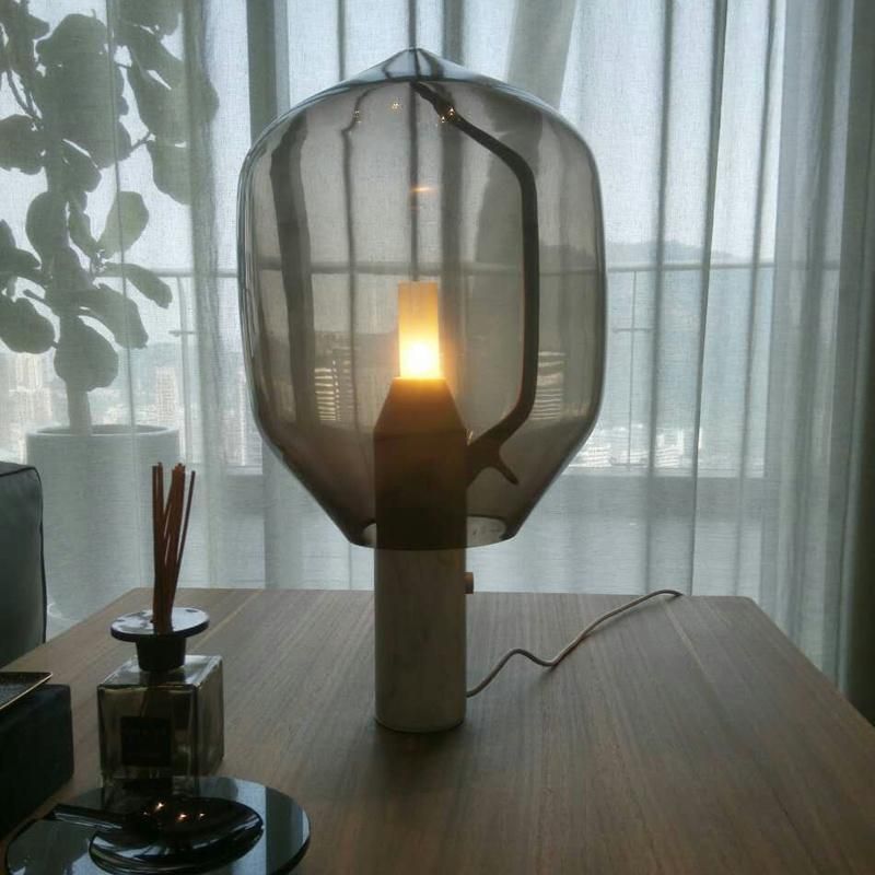 Postmodern Creative Marble Living Room Art Bedside Glass Lamp