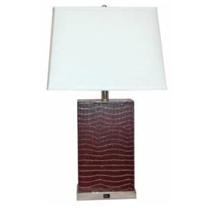 Crocodile Brown Leather Pattern Table Lamp