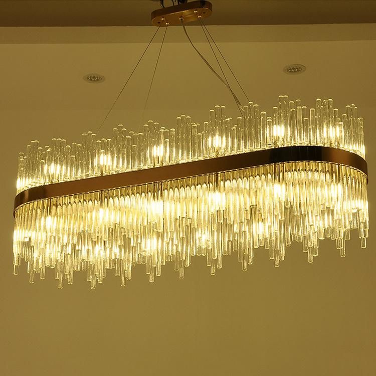 Luxury Modern Home Decorative Pendant Light Gold Rectangle Crystal Chandeliers (WH-AP-89)