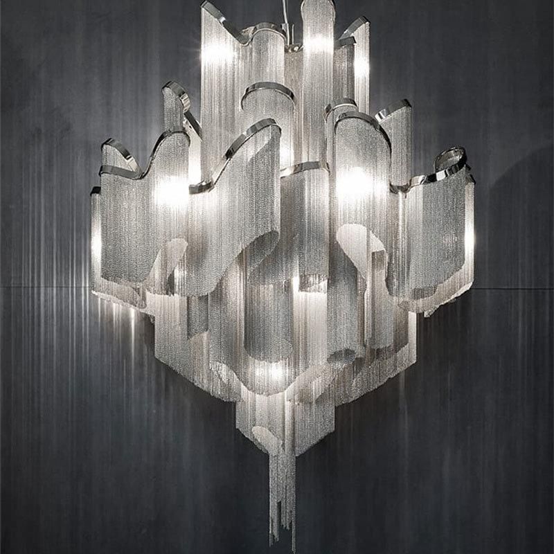 2022 Luxury Aluminum Pendant Light Gold Silver Chain Tassel Light Home Hotel Art Decorative LED Pendant Lamps