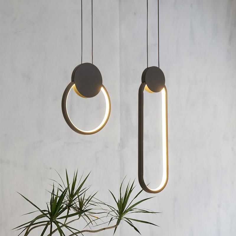 Modern Line Pendant Lamp Coffee Bedside Background Brandyn Minimalistic Frame Pendant Lamp (WH-AP-289)