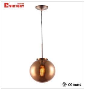 Simple Modern Glass Copper Pendant Lamp for Living Room