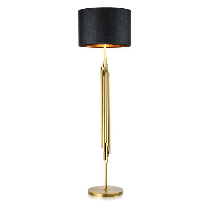 Modern Decorative Gold Standing Floor Lamp Floor Light with Fabric Shade for Hotel, Living Room