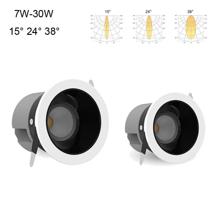 COB Wall Washer Hotel High Display 7W Anti-Glare LED Spotlight Embedded Deep Tube Aluminum Downlight
