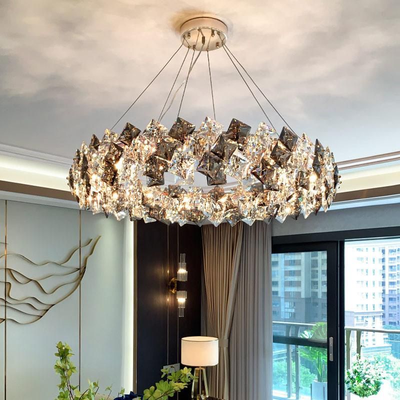 Modern Lighting Crystal LED Chandelier Lamp Living Room Hall Pendant Light