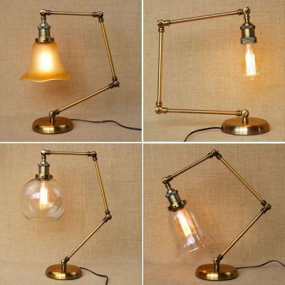 Adjustable Antique Brass Lamp Eye Protection Kids LED Desk Reading Light with Bulb Task Table Lamp