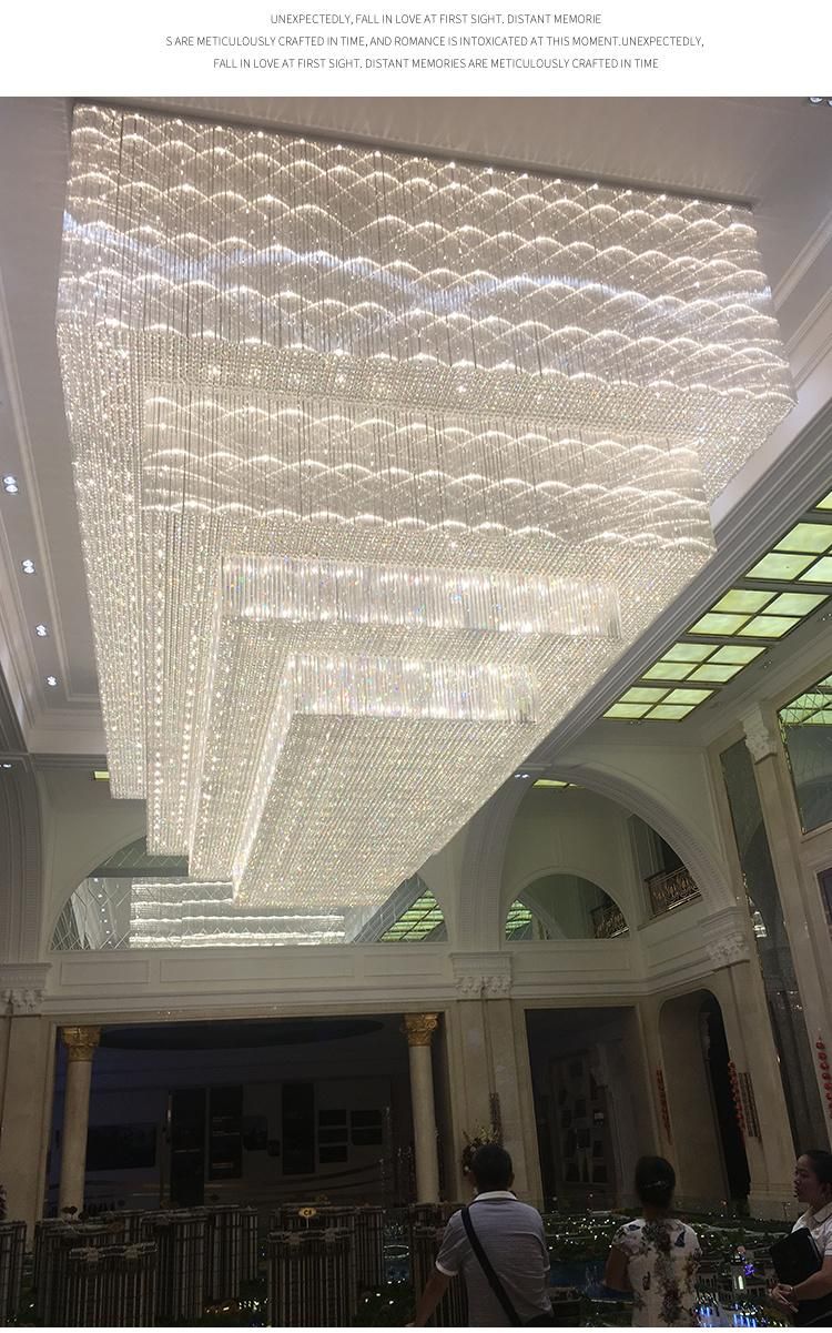 Luxury Light Fixture Modern Stair Hotel Banquet Hall Project Custom Ceiling Chandelier Lamp