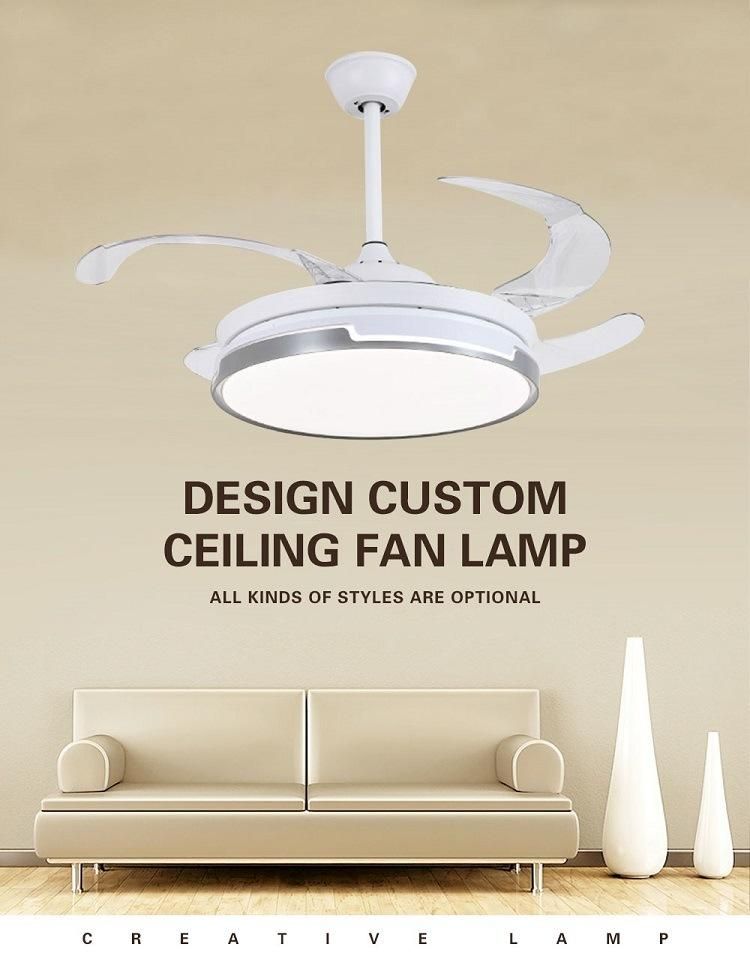 Modern Simple Popular Indoor 42inch Invisible Ceiling Fan with 36W LED Light and Remote Control