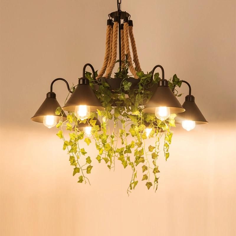 Chandeliers Retro Hemp Rope Chandelier Lamps American Country Restaurant Loft Ceiling Light (WH-VP-155)