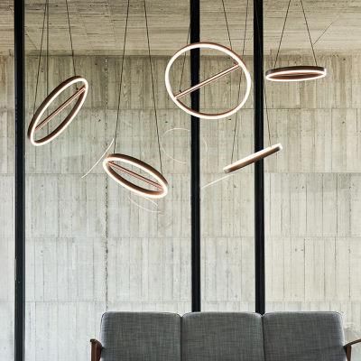 Modern Circle Design Chandelier Exhibition Hall Hotel Bedroom Pendant Lamp
