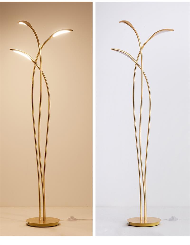 Nordic Interior Luxury Hotel Living Room Golden LED Triple Helix Linear Beam Floor Lamp