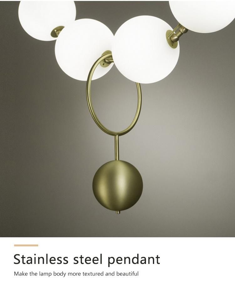 Engineering Customization Decoration Commercial Center Long Staircase White Ball LED Chandelier Lamp