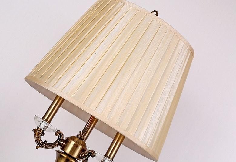 European American Zinc Alloy Crystal Table Lamp Bedroom Living Room Hotel