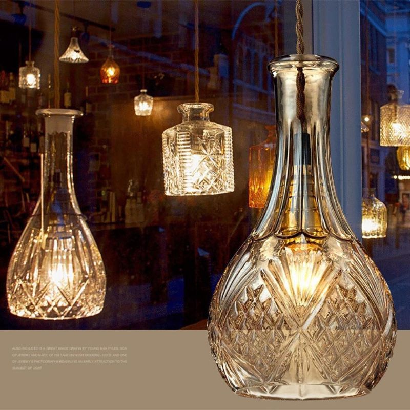 Creative Retro Pendant Light for Bar Living Room Bedroom Freya Classic Elegant Carved Glass Pendant Light (WH-AP-321)