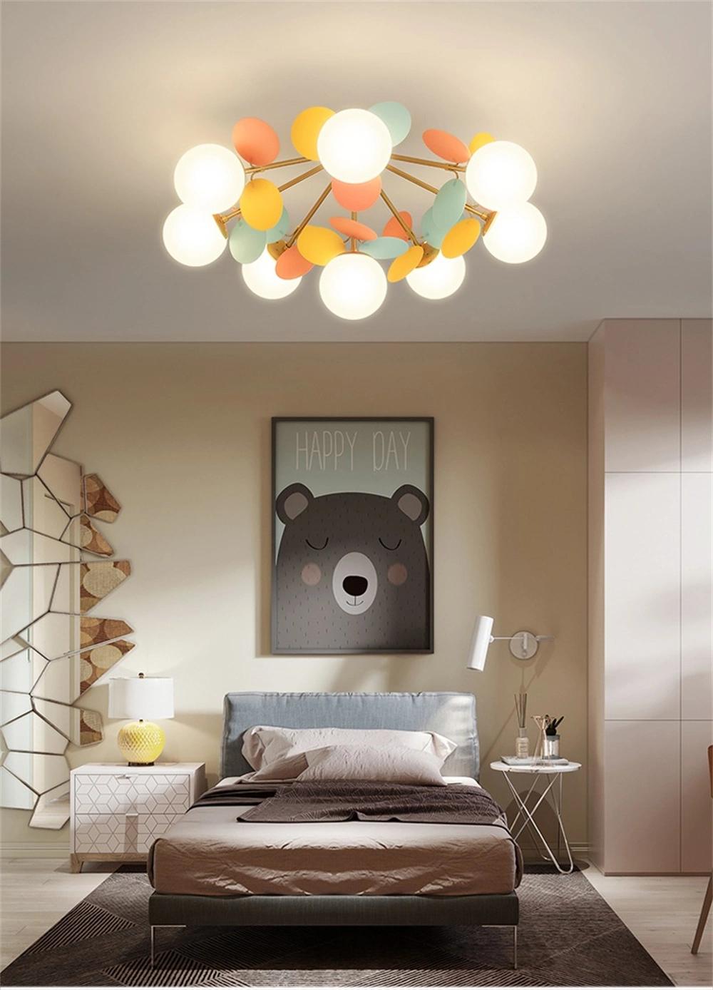 Nordic Fashion Ins Net Red Creative Bedroom Lamp Simple Modern Girl Room Children′s Room Flower Chandelier Lamp