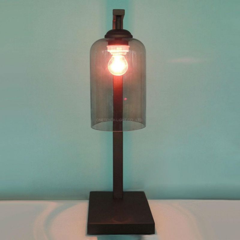 Custom Glass Shade and Metal Body Table Lamp at Bar Lounge