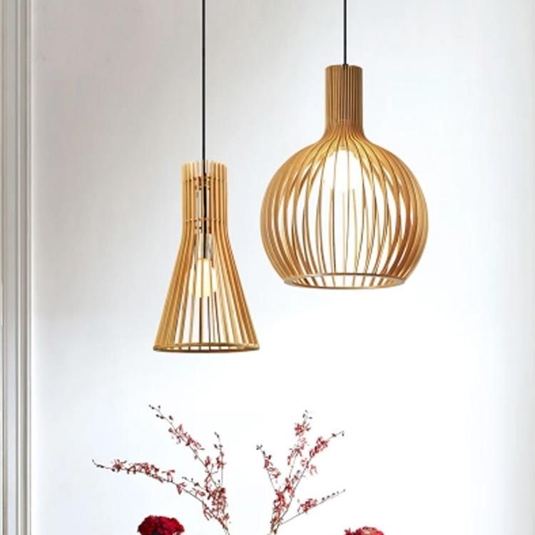 Fancy Metal Lantern Wooden Pendant Lamp