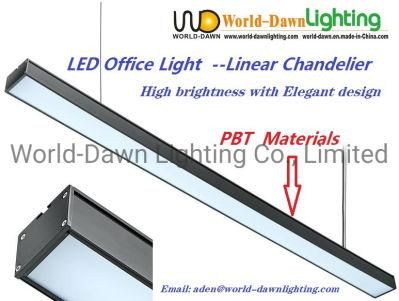 Cheap Price Slim Tube Office Lighting Linear Chandelier Lamp White Black PBT Houing LED Ceiling Pendant Light