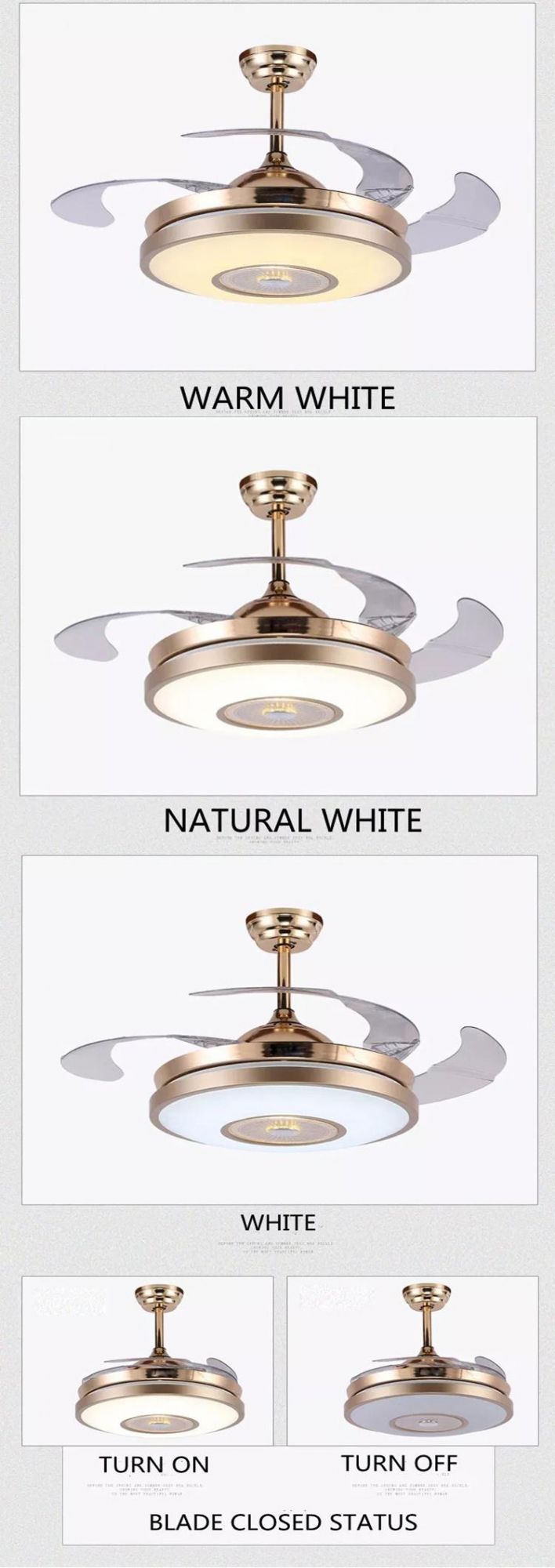 Ceiling Fan Decorative Invisible Ceiling Fan Light with Hidden Blades Remote Control for Living Room