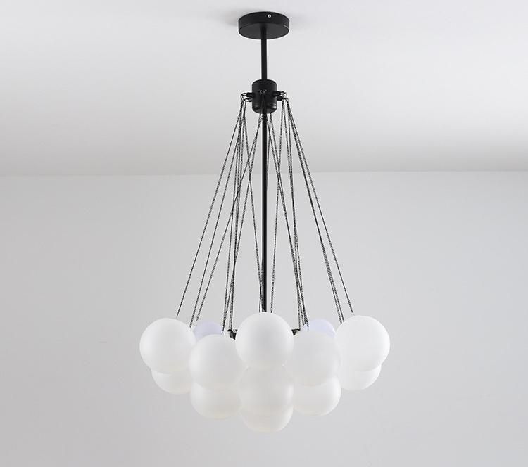 White Glass Ball Chandelier Living Room Bedroom Bedside Lamp Dining Room Lamp