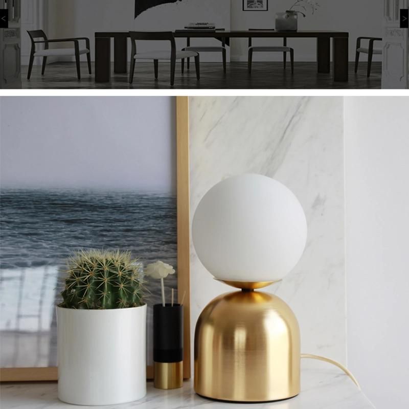 Brushed Brass Finish Metal Frame Home Glass Table Lamp