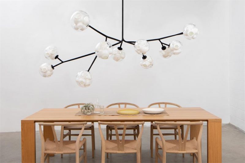 2022 New Modern White Glass Chandelier Light Kitchen Linear Pendant Lamp