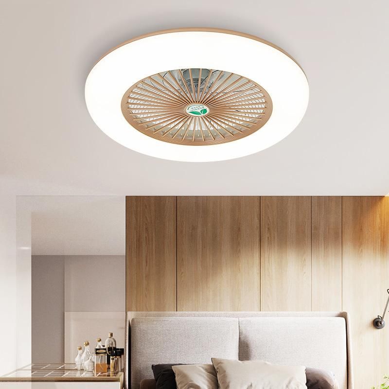 Modern Minimalist Indoor Lighting Round Hidden LED Remote Control Ceiling Fan