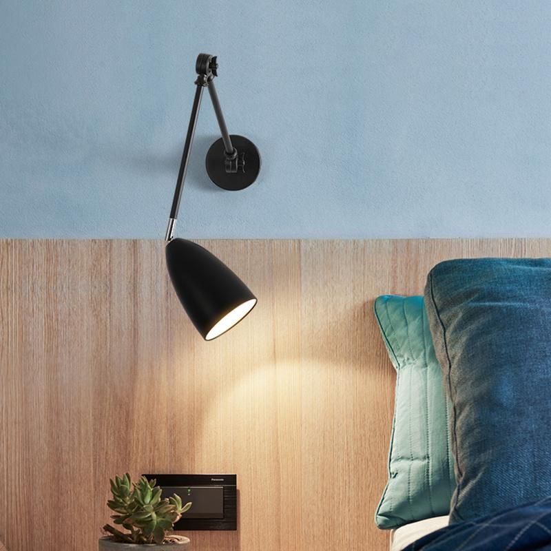 Wall Lamp Black and White Gray Retractable Study Retro Style Lamp