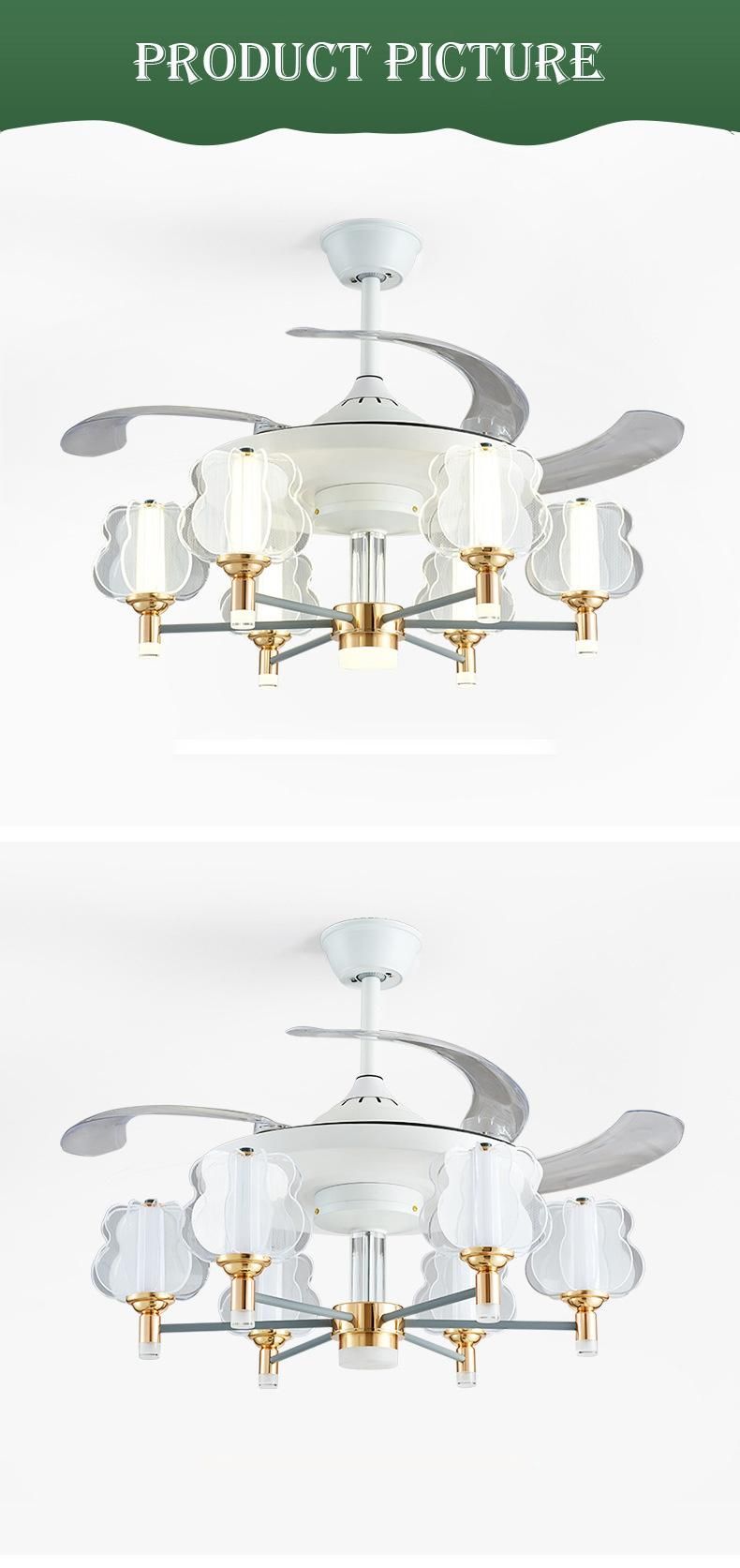 Ceiling Fan with Light and Remote Control White LED Lighting Decorative for Home Living Room Bedroom