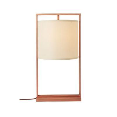 Jlt-4588 Rose Gold Square Table Lamp with Round Fabric Shade for Hotel Guest Room Home Bedroom Bedside