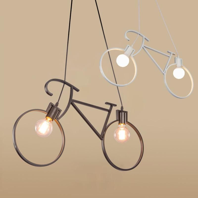 Industrial Pendant Lights Vintage Iron Bicycle Hanglamp for Bar Decor E27 Loft Round Pendant Light (WH-VP-65)