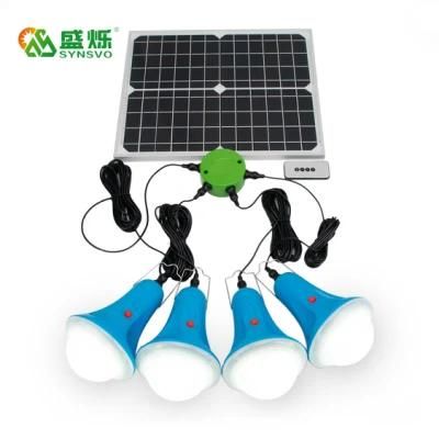 Portable Solar Power System Lights Remote Control 25W Solar Panel with LED Light
