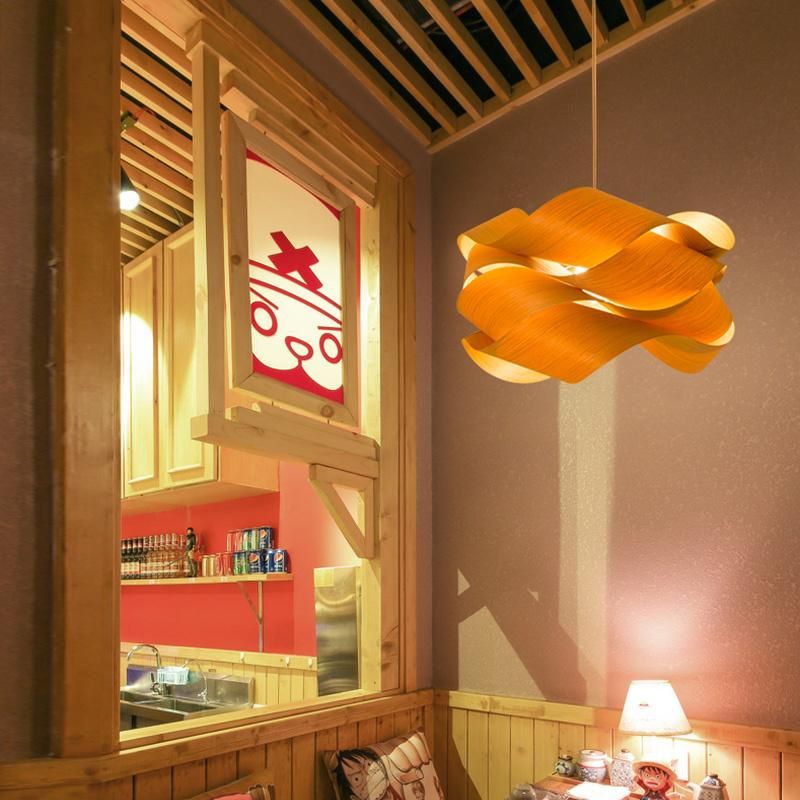 Wooden Creative Chandelier Asian Style Dining Room Pendant Lamp Light