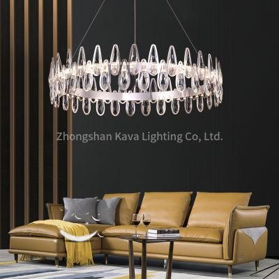 Indoor Home Decor Living Room Bedroom Pendant Light Hanging Light Round Shape Modern Luxury K9 Clear Crystal Chandelier Home Lighting