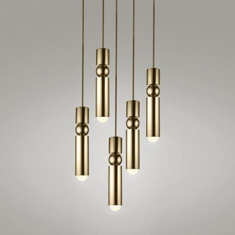 Nordic Simple Gold Pendant Light Loft Single Long Wire Light Head Bedside Kitchen Drop LED Pendant Light (WH-AP-253)