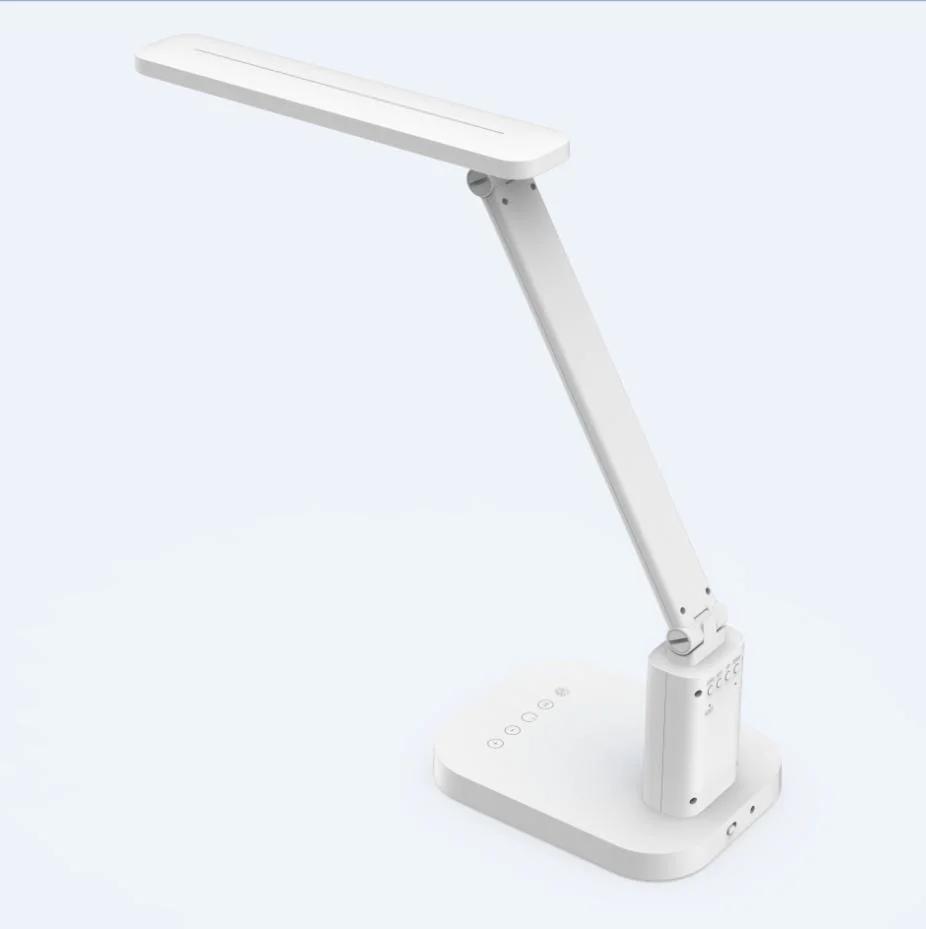 5 Level Dimmer White Nature Warm Light Desk Lamp with Clock
