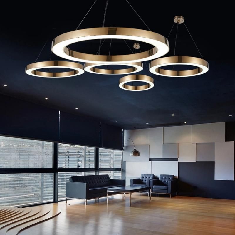 Custom Made Project Hotel Lobby Circular Ring LED Pendant Light
