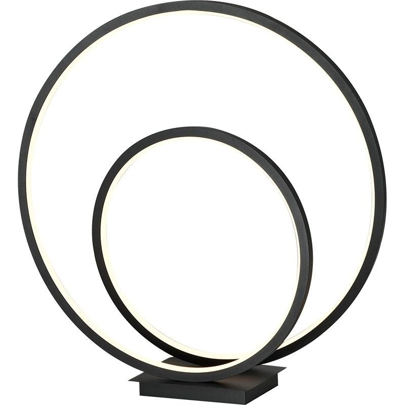 Nordic Modern Circle Table Lamp LED Warm Light Nightstand Lamp 30W, 3000K Lamp with Dimmable for Reading Bedroom Living Room and Office Sand Black Desk Lamp