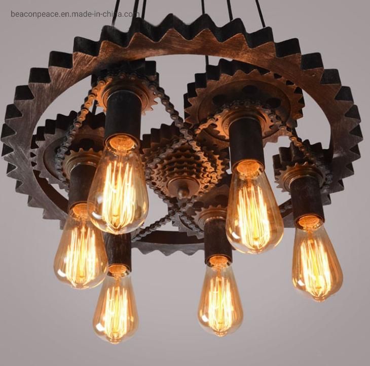 Retro Gear Chandelier Industrial Rustry Iron Pendant Lamp