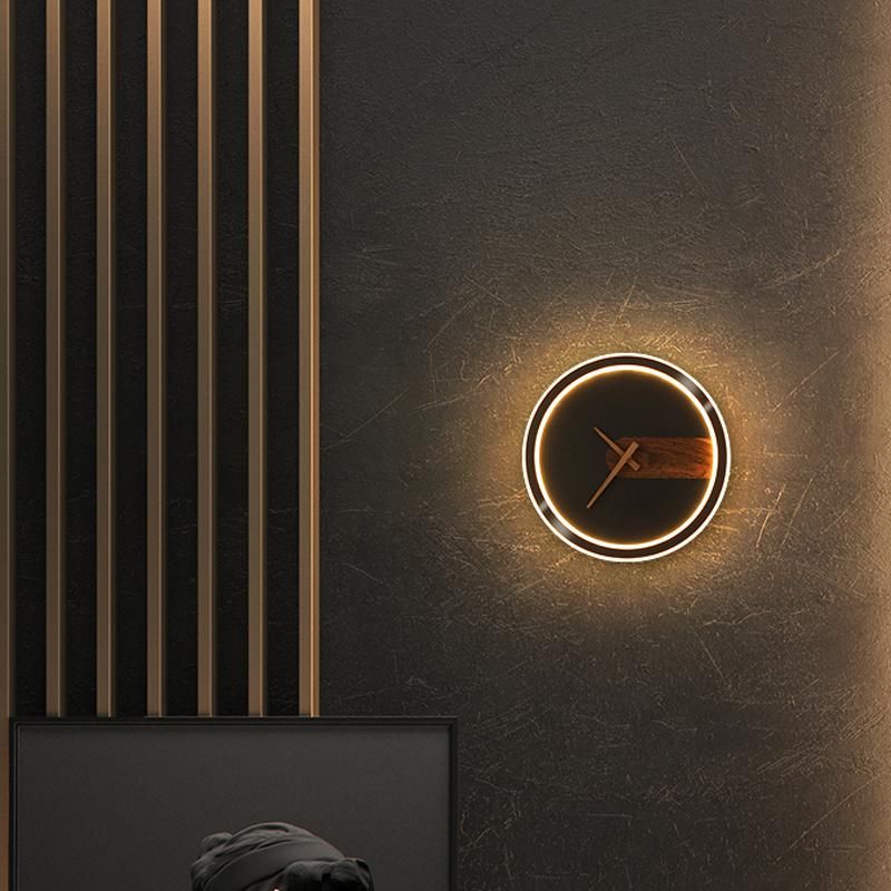 Modern Simple Living Room Clock Wall Lamp Fashion Art Background Wall Decoration Modeling Light
