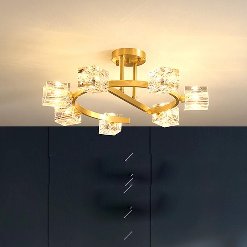 Crystal Lampshade Copper Luxury Dining Room Light Fashion Ceiling Light Lamp