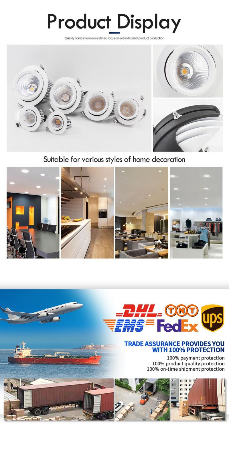 LED Distributor Commercial Elephant Trunk Lighting Revolving CRI90 3000K 30W Gimbal LED Downlight