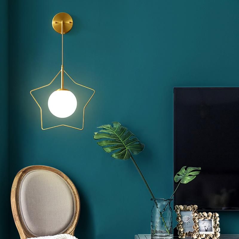 Living Room Copper Bedside Lamp Contracted Bedroom Stair Wall Lamp Star Light