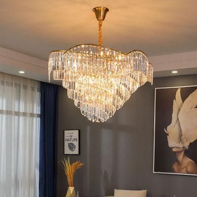 Modern Simple LED Crystal Chandelier Lamp Living Room Luxury Restaurant Pendant Lighting