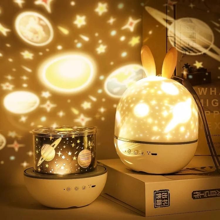 Cute Gift USB Rechargeable Music Sky Star Rotate Remote Control LED Projector Night Light Table Lamp