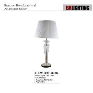 Brass and Crystal Table Lamp with Lamp Shade